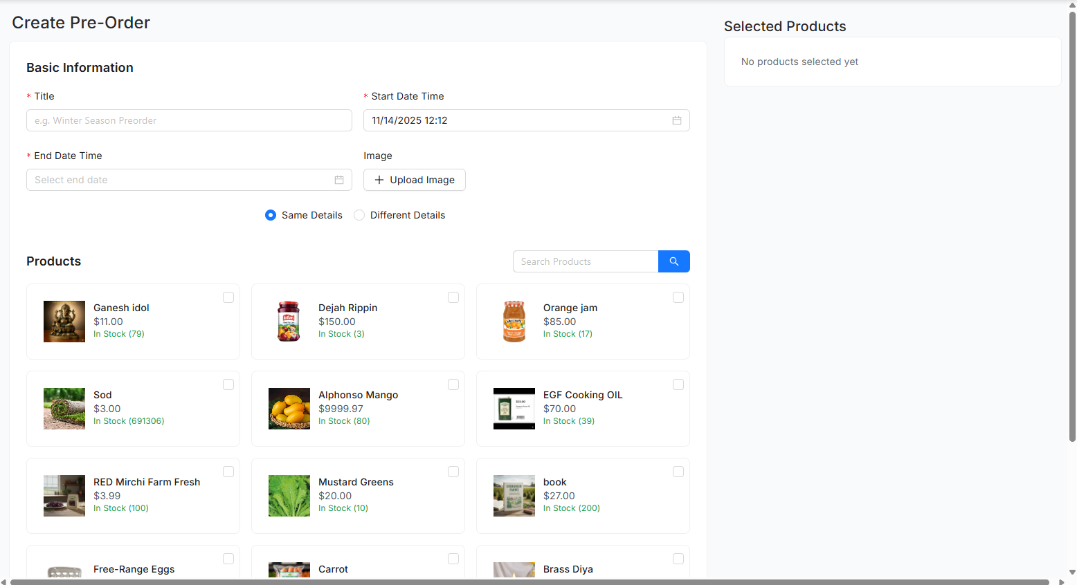  Create Pre-Order